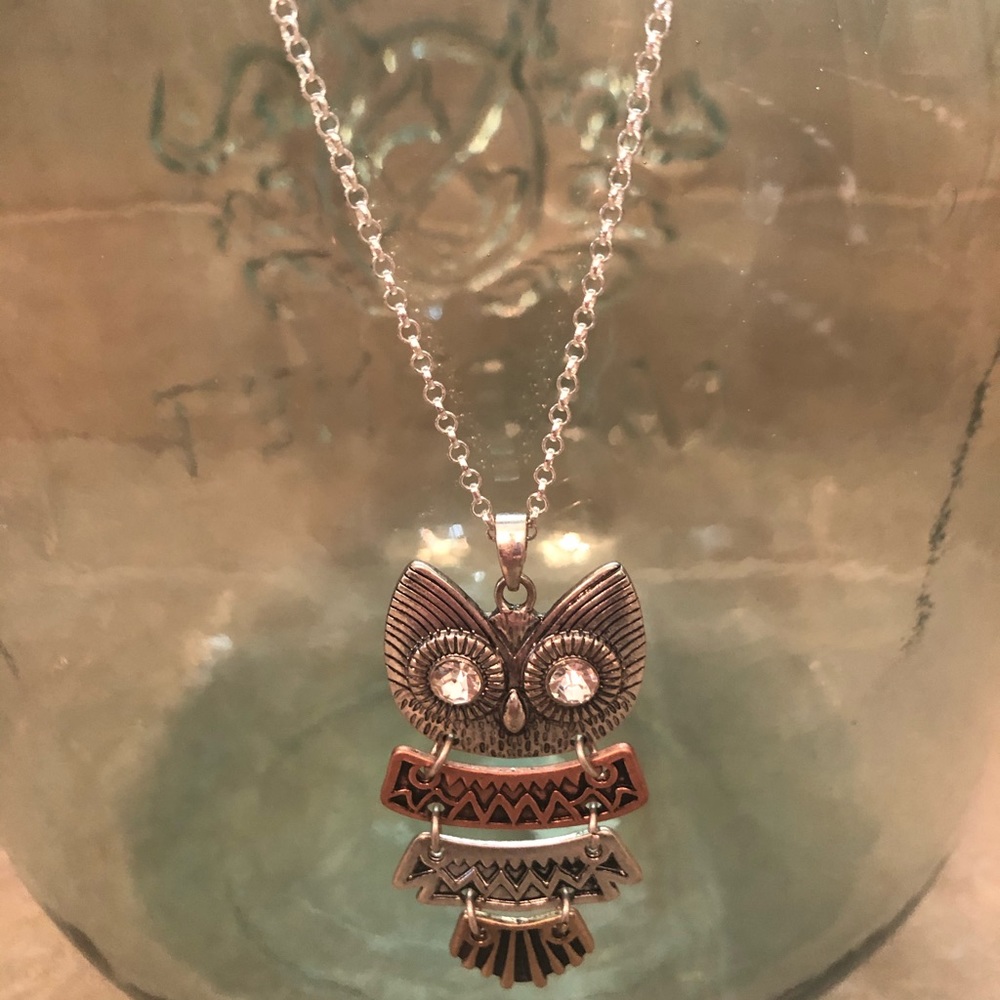 Beautiful owl necklace and earring set